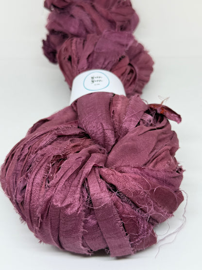 Sari Silk Ribbon Yarn | Beetroot | Fibre Art and Weaving