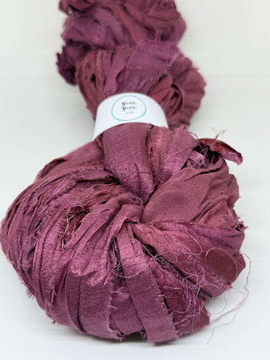 Sari Silk Ribbon Yarn | Beetroot | Fibre Art and Weaving