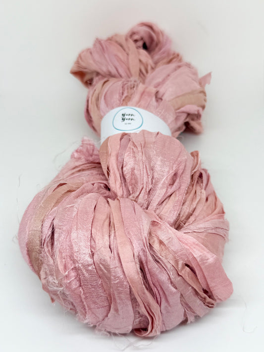Sari Silk Ribbon Yarn | Blush Pink | Fibre Art and Weaving