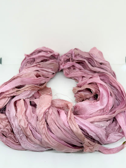 Sari Silk Ribbon Yarn | Light Pink | Fibre Art and Weaving