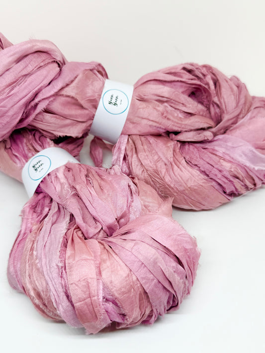 Sari Silk Ribbon Yarn | Light Pink | Fibre Art and Weaving