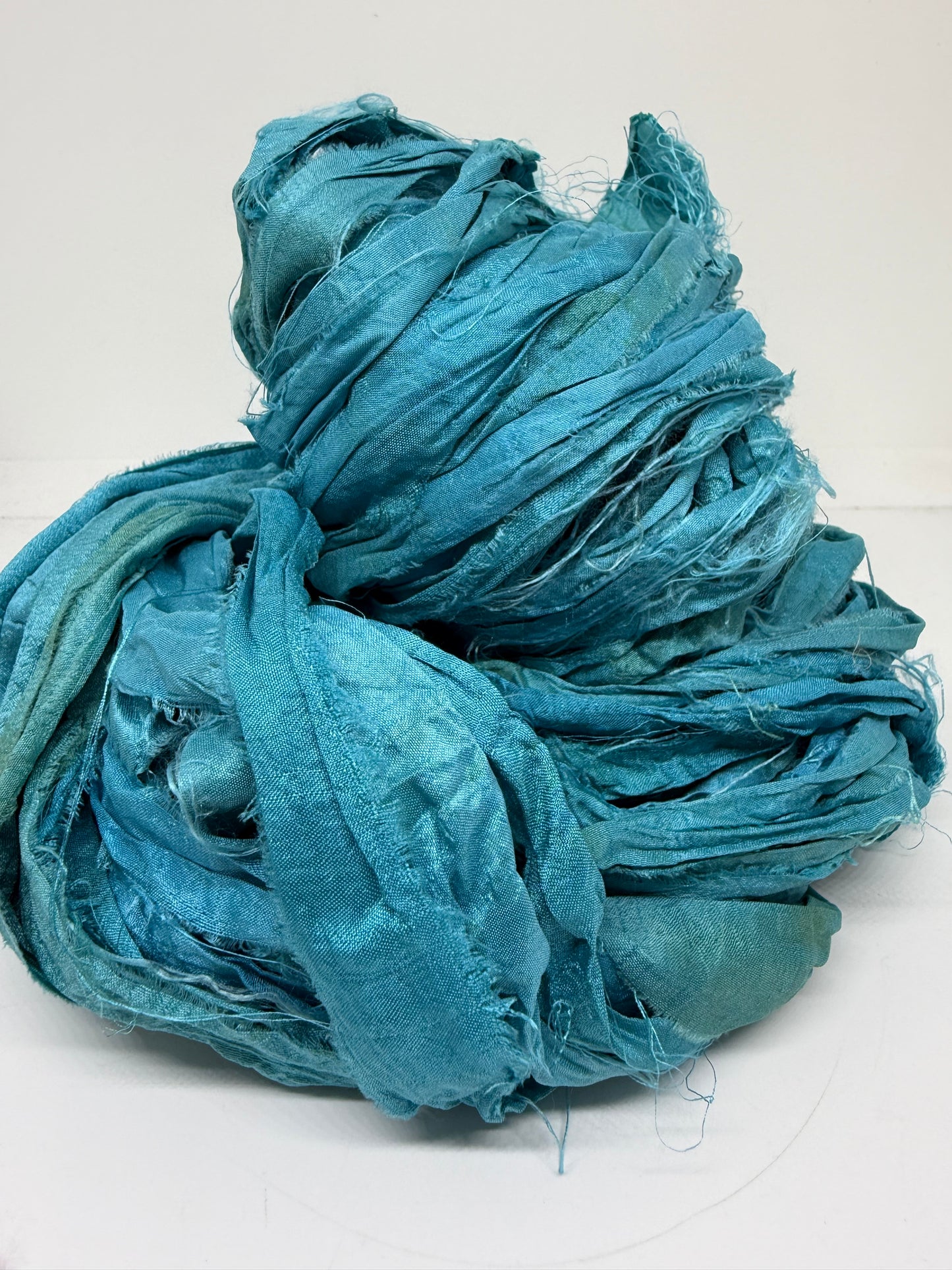 Sari Silk Ribbon Yarn | Kingfisher Blue | Fibre Art and Weaving