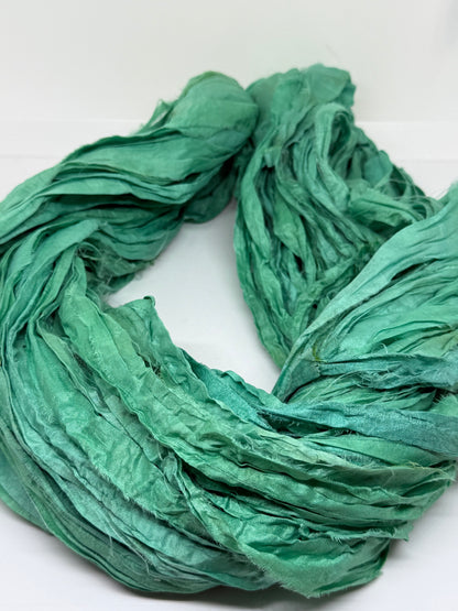 Sari Silk Ribbon Yarn | Lagoon | Fibre Art and Weaving