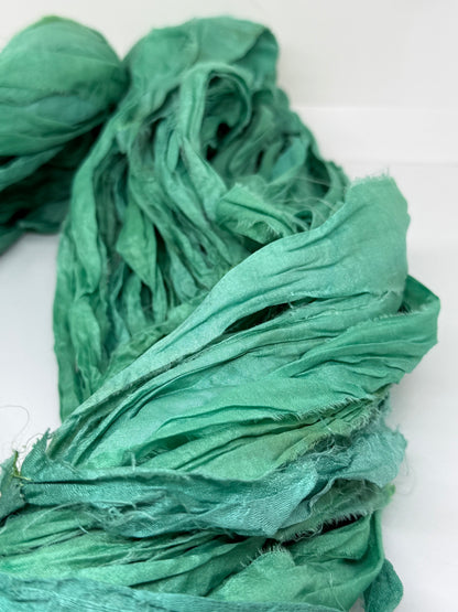 Sari Silk Ribbon Yarn | Lagoon | Fibre Art and Weaving