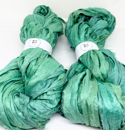 Sari Silk Ribbon Yarn | Lagoon | Fibre Art and Weaving