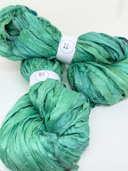 Sari Silk Ribbon Yarn | Lagoon | Fibre Art and Weaving