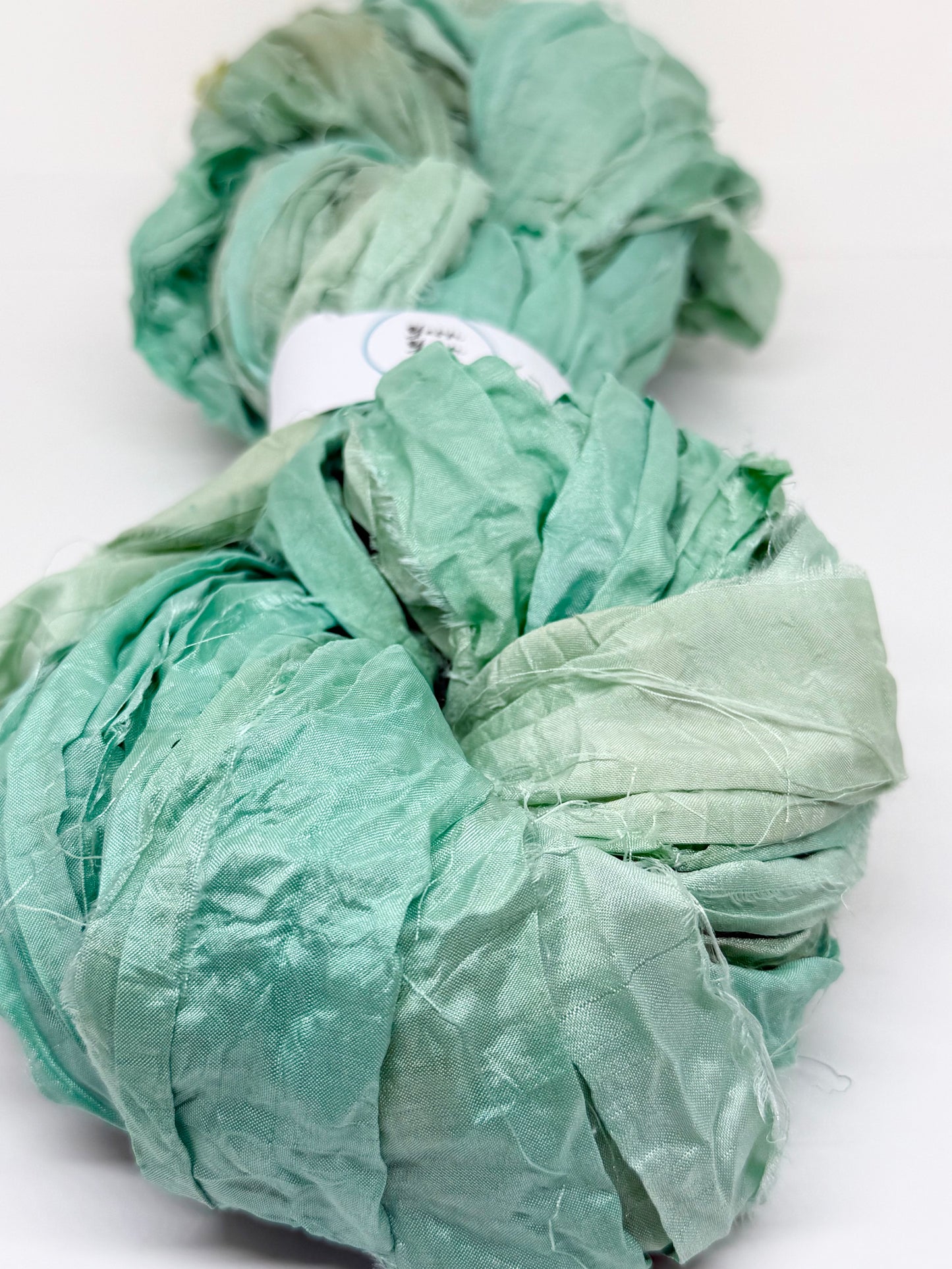 Sari Silk Ribbon Yarn | Seafoam | Fibre Art and Weaving