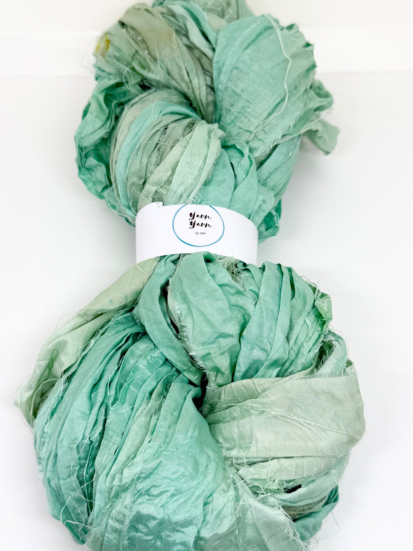 Sari Silk Ribbon Yarn | Seafoam | Fibre Art and Weaving