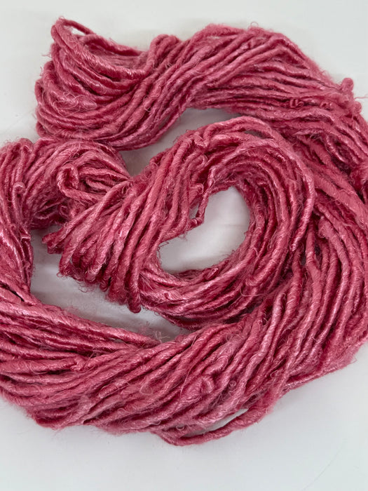 Banana yarn, pink vegan friendly yarn.
