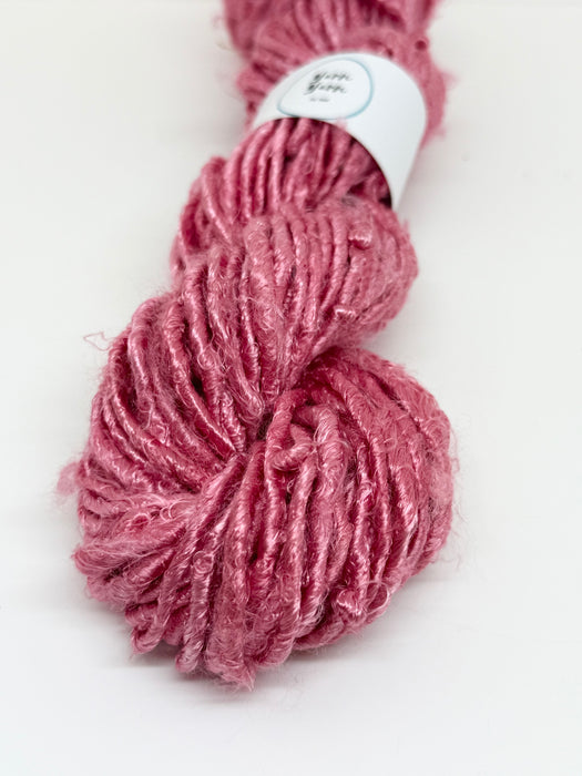 Banana yarn, pink vegan friendly yarn.