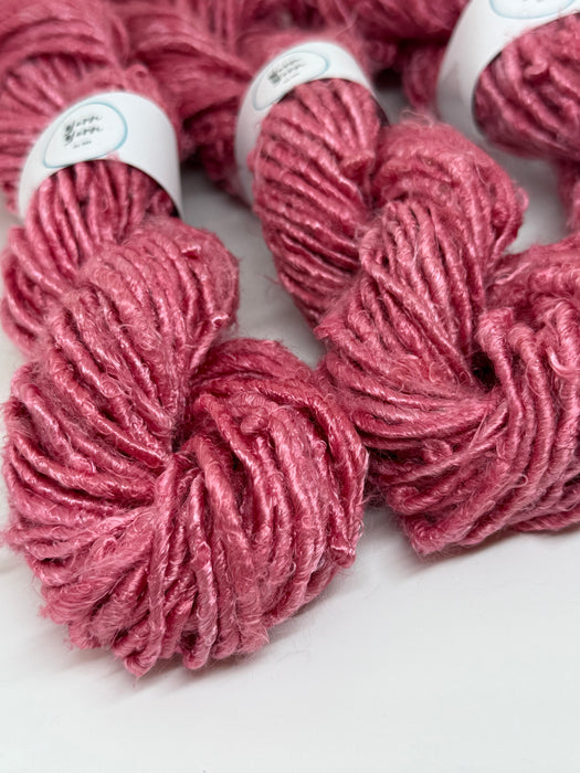 Banana yarn, pink vegan friendly yarn.