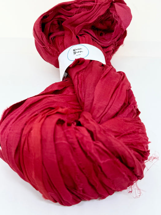 Red Sari Silk Ribbon Yarn