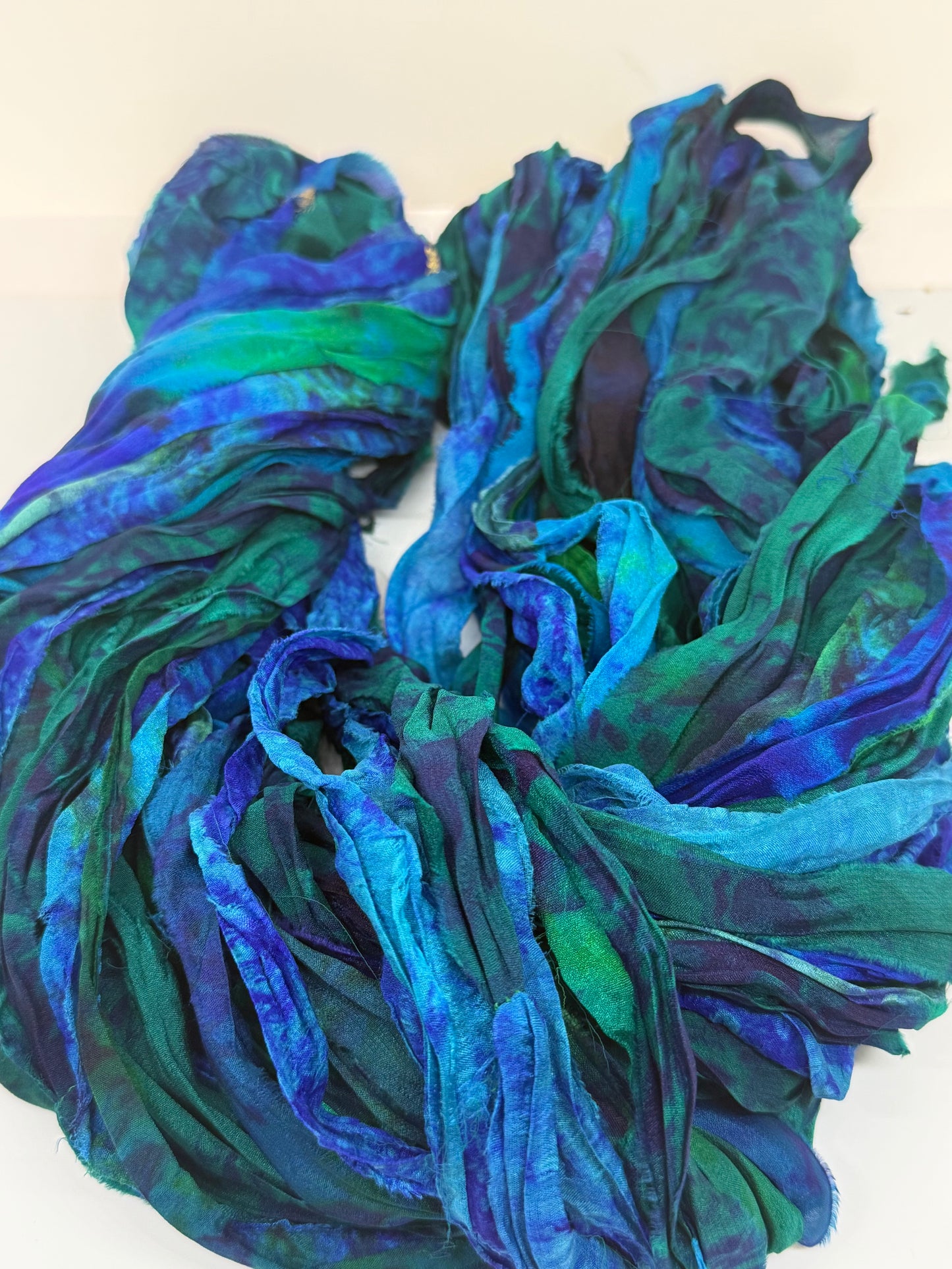Sari Silk Ribbon – pure silk | hand painted. Weaving and fibre art.