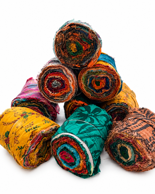 Sari silk chiffon rolls. Pure silk fabric. 3.5 inch wide.