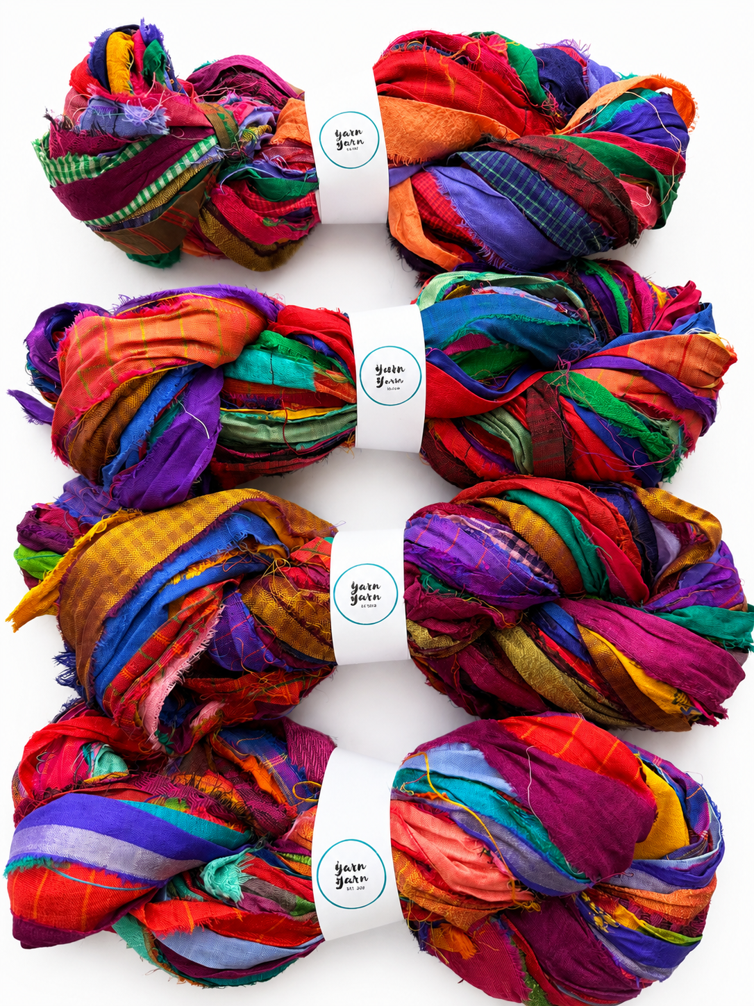Sari Silk Ribbon – Multicoloured Recycled Yarn for fibre arts and crafts.