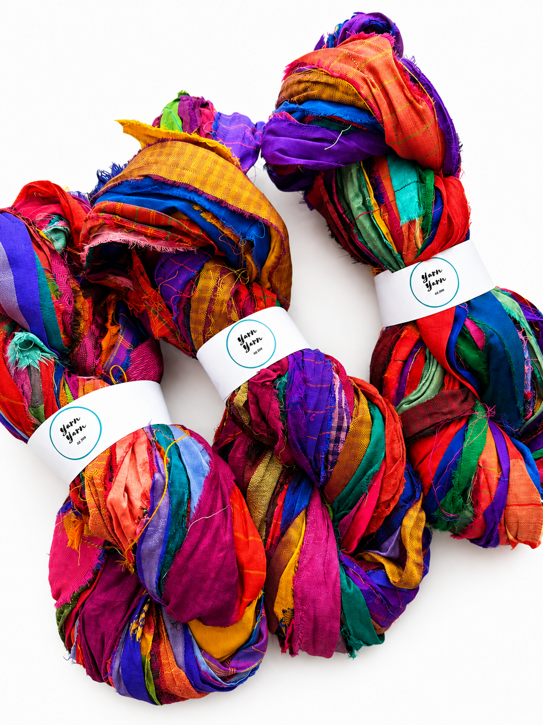 Sari Silk Ribbon – Multicoloured Recycled Yarn for fibre arts and crafts.
