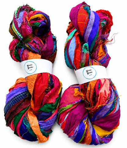 Sari Silk Ribbon – Multicoloured Recycled Yarn for fibre arts and crafts.