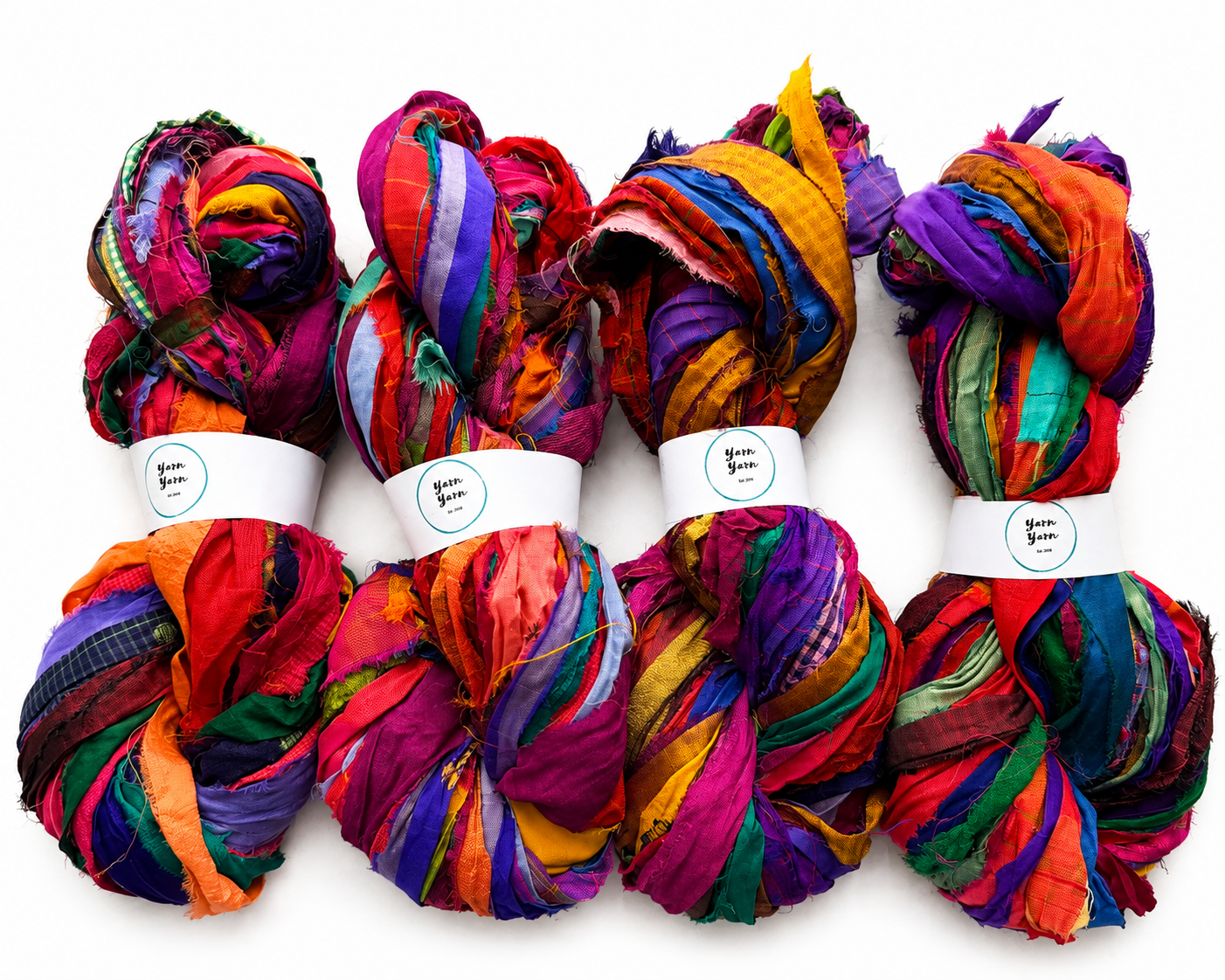 Sari Silk Ribbon – Multicoloured Recycled Yarn for fibre arts and crafts.