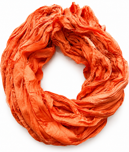 Sari Silk Ribbon | Hand-Dyed Orange | Wide Strips | Ethical Fibre Art Supplies.