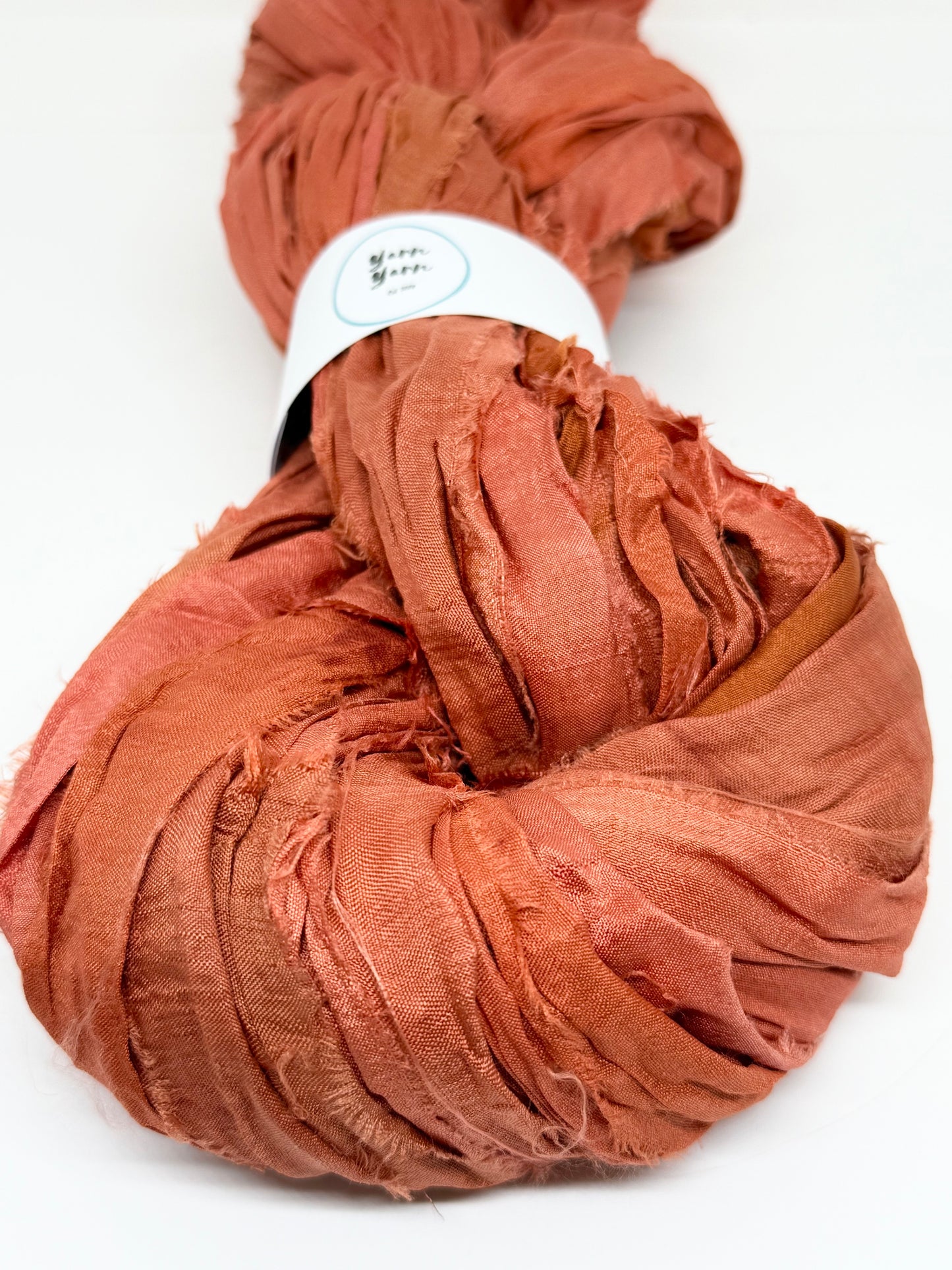 Sari Silk Ribbon In Burnt Orange, Wide Strips, Ethical Fibre Art Supplies.