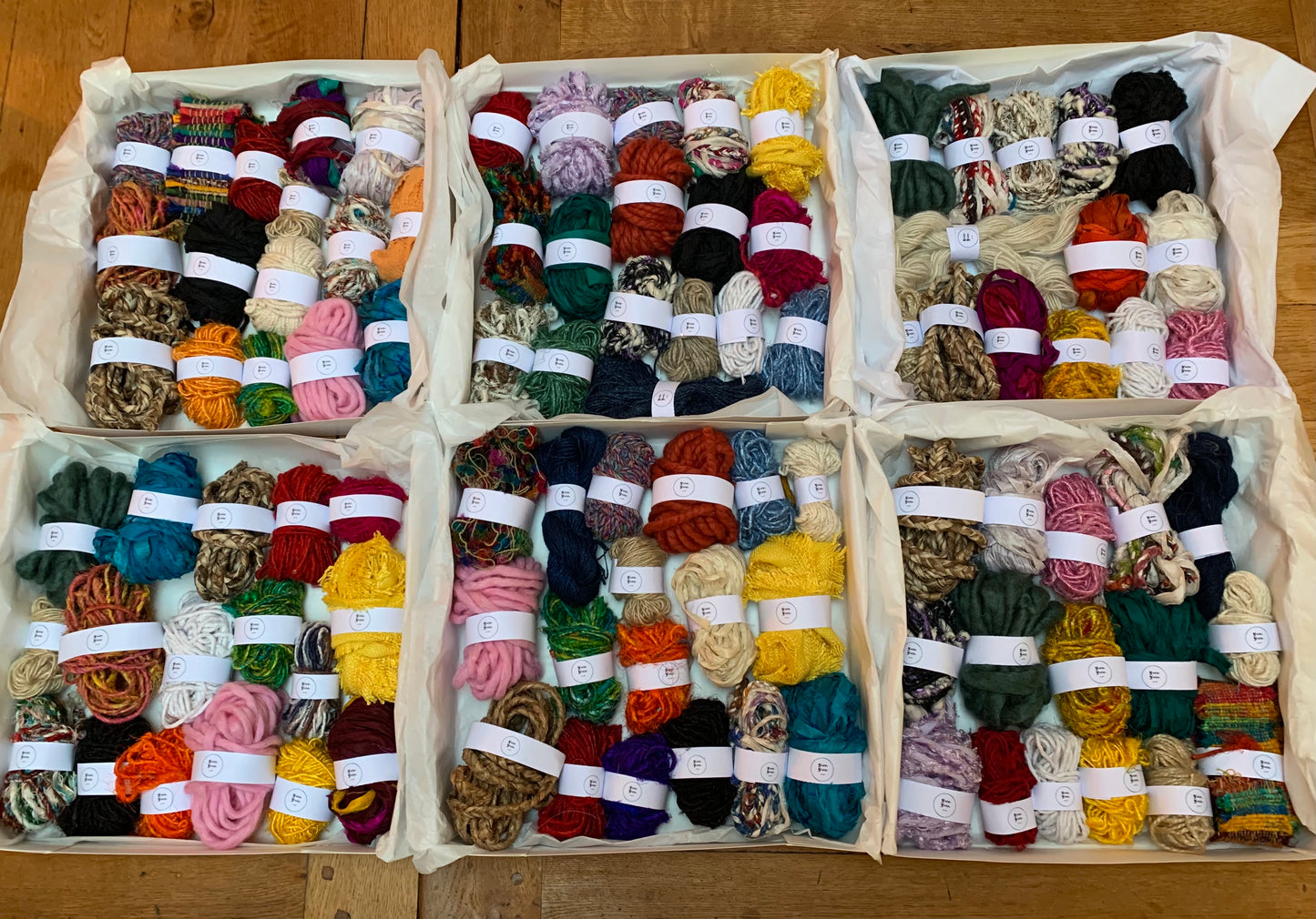 Yarn boxes. Mixed yarn pack.