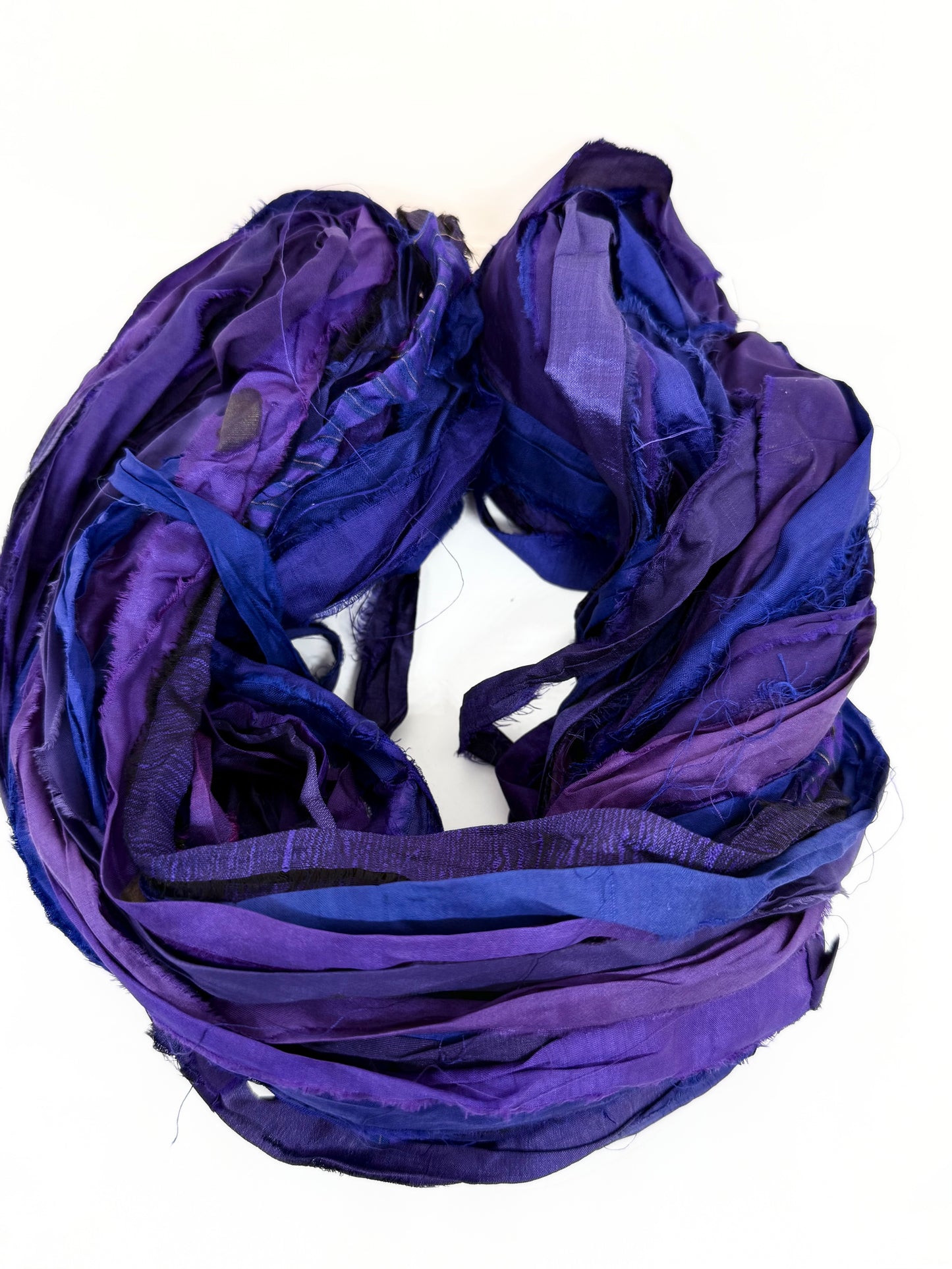 Sari silk ribbon, ink blue - Fibre Arts.