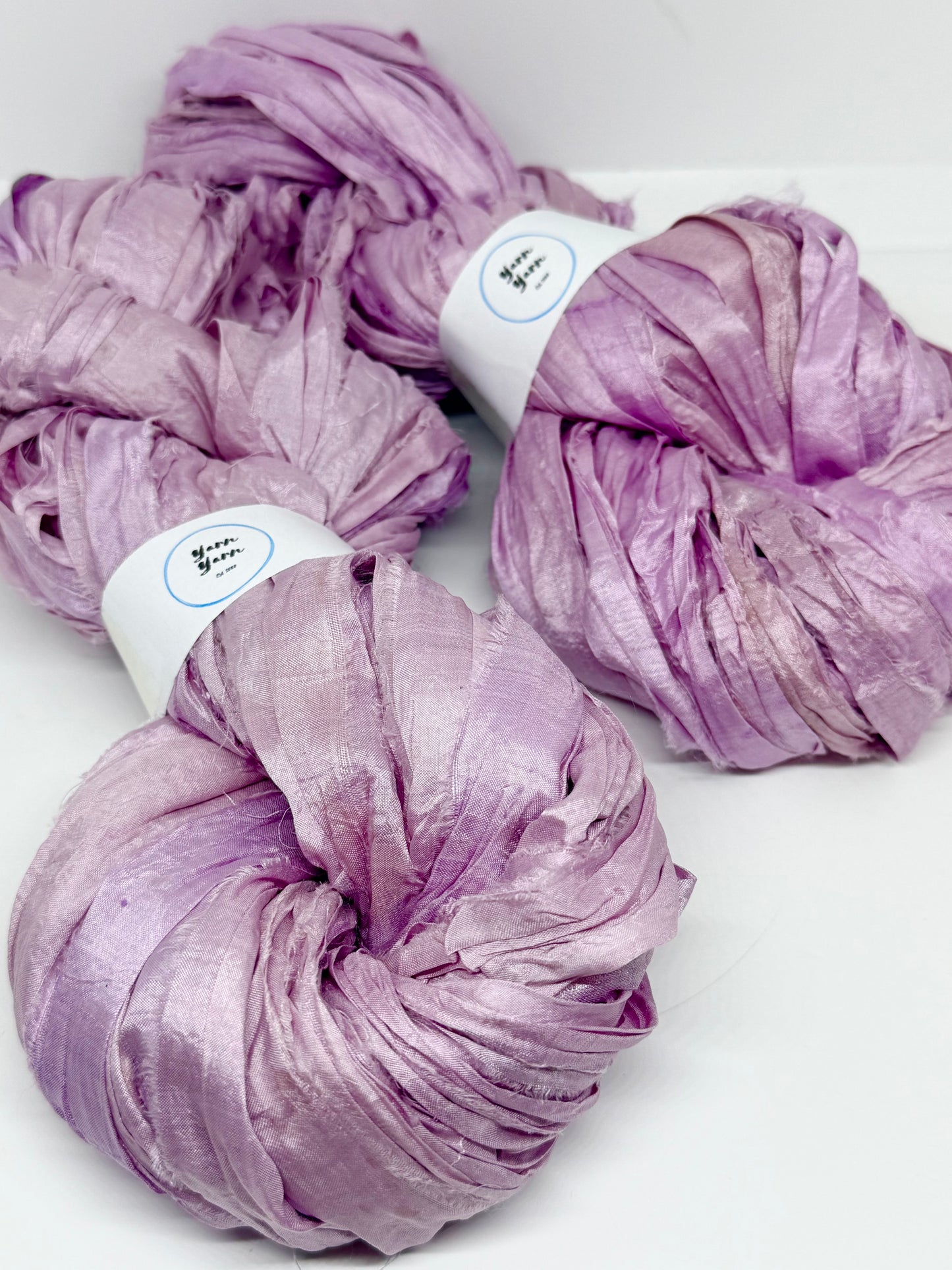 Sari Silk Ribbon Yarn – Damson light pink.