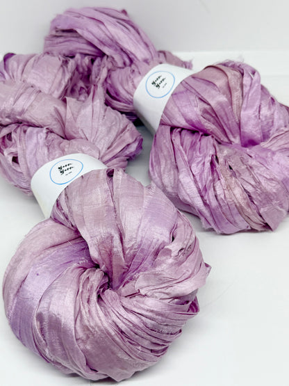 Sari Silk Ribbon Yarn – Damson light pink.