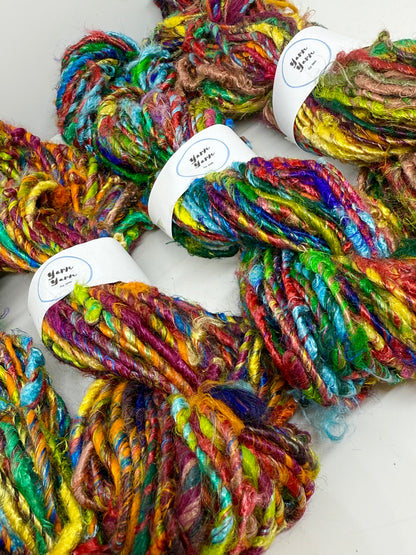 Multicoloured Banana Yarn - The Vegan Alternative to Silk. Fibre Arts and Crafts.