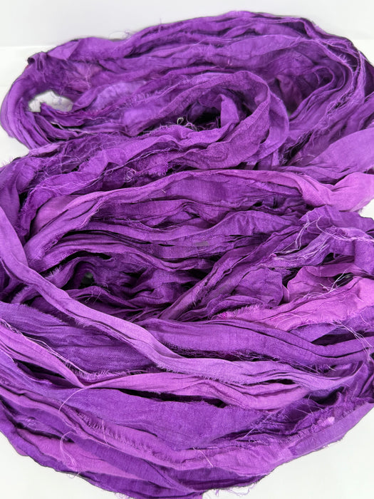 Sari Silk Ribbon Yarn – Aubergine plum.