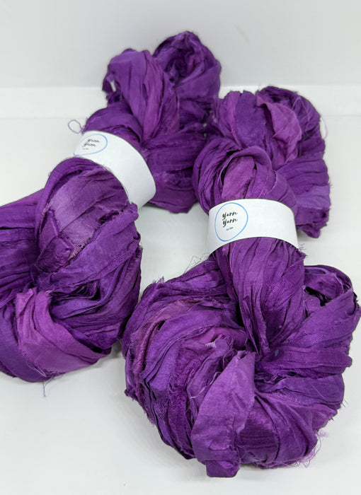 Sari Silk Ribbon Yarn – Aubergine plum.