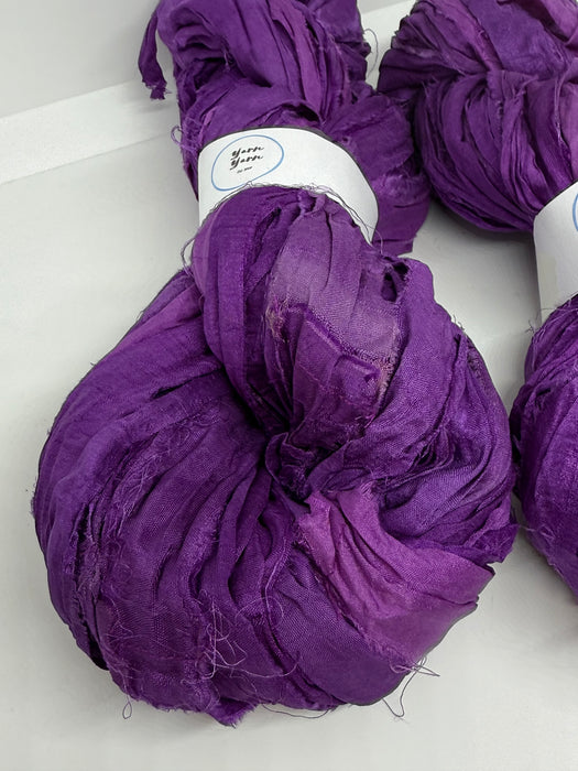Sari Silk Ribbon Yarn – Aubergine plum.