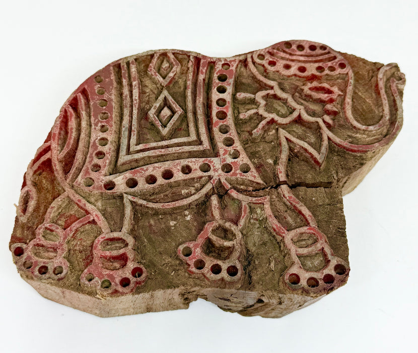 Vintage Indian wooden elephant printing block. SOLD