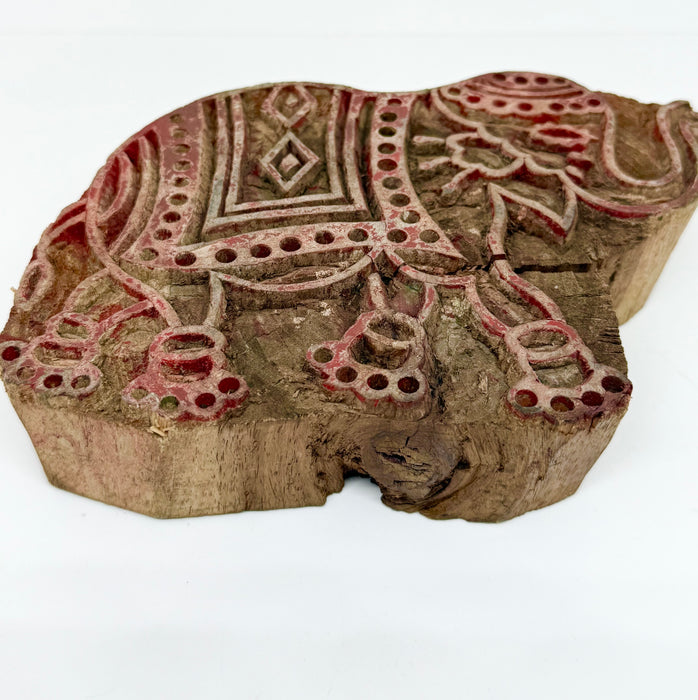 Vintage Indian wooden elephant printing block. SOLD