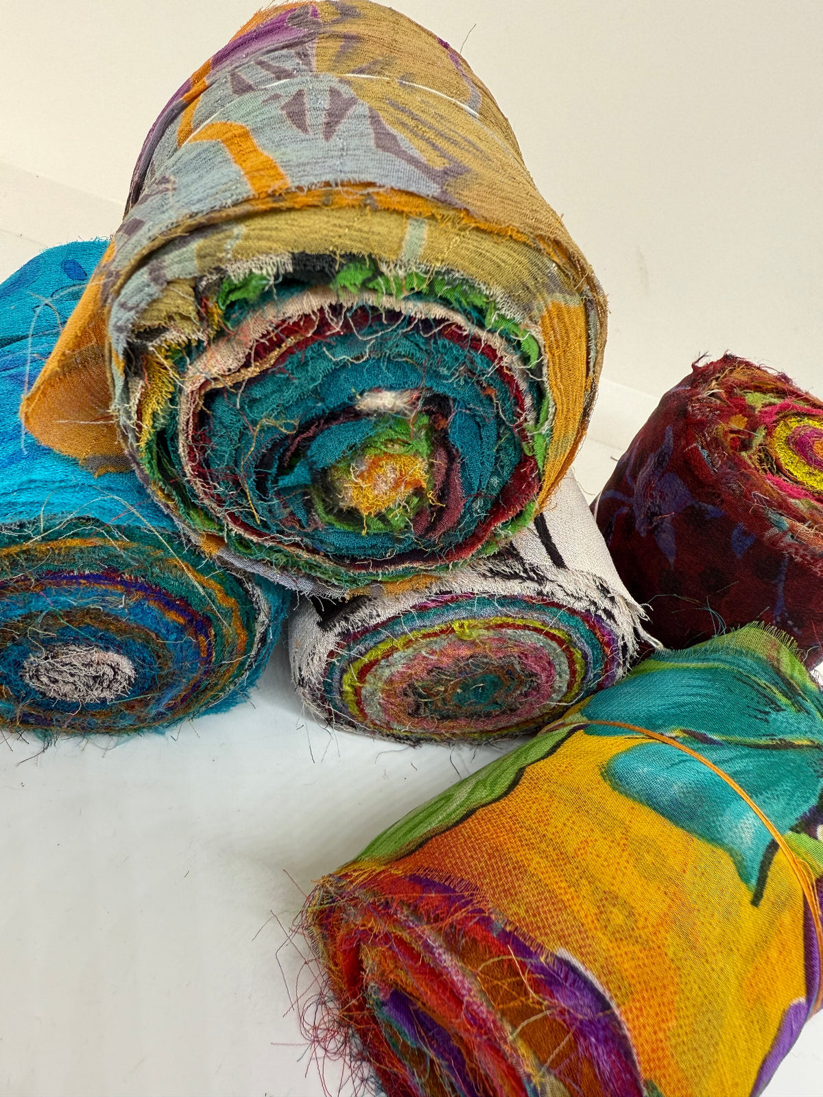 Sari silk chiffon rolls. Pure silk fabric. 3.5 inch wide.