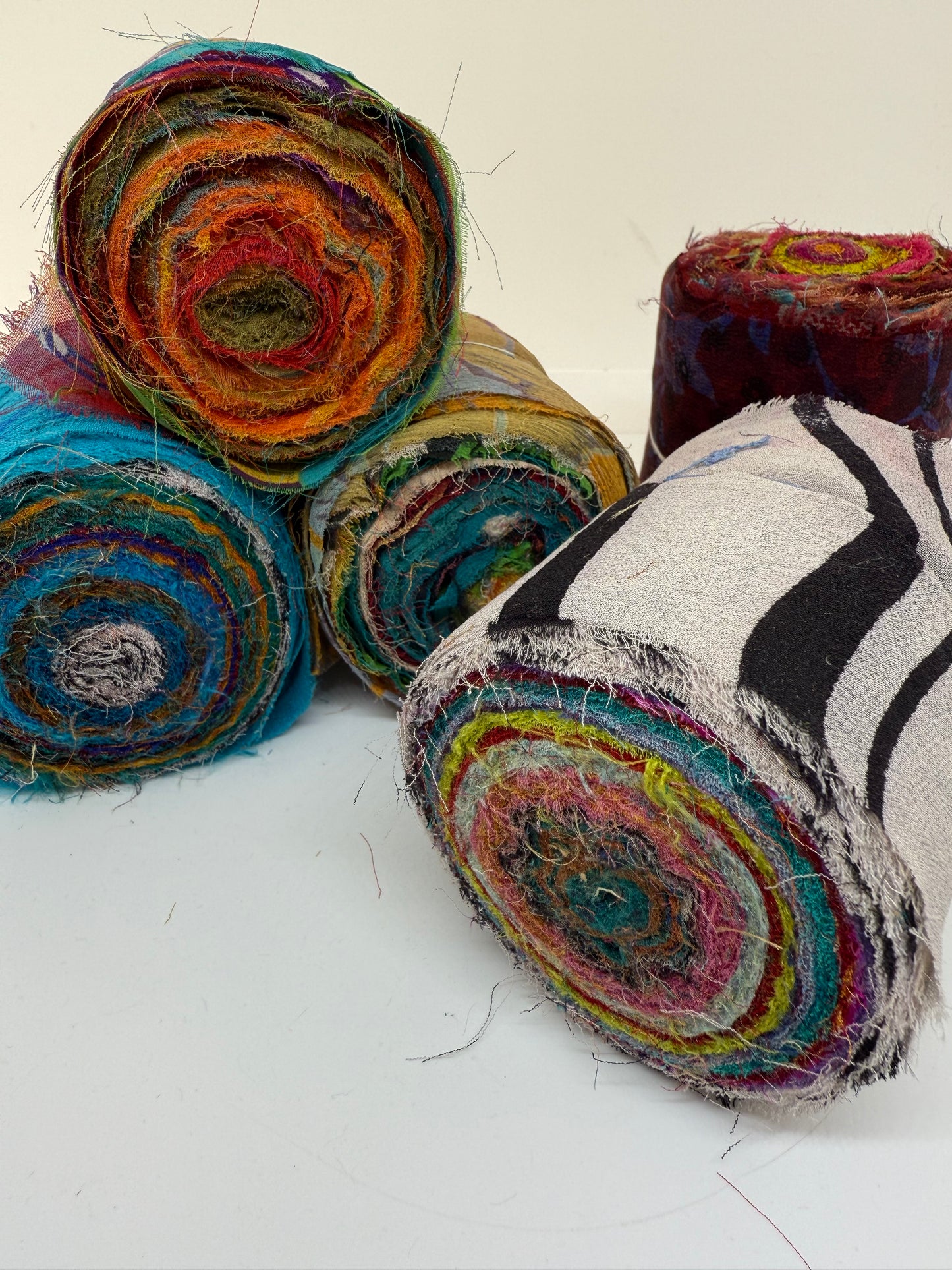Sari silk chiffon rolls. Pure silk fabric. 3.5 inch wide.