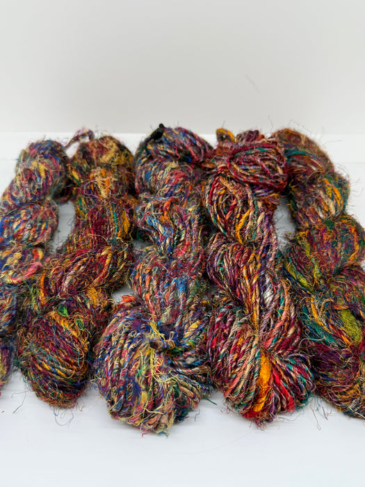 Banana yarn, mixed colours, vegan friendly yarn.
