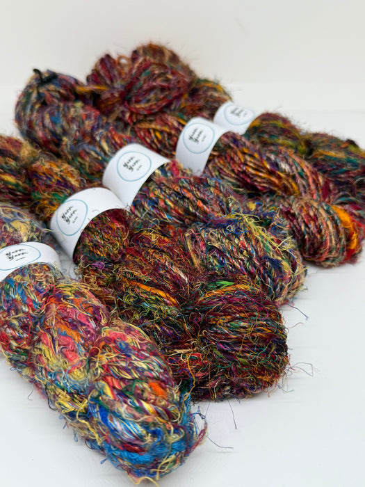 Banana yarn, mixed colours, vegan friendly yarn.