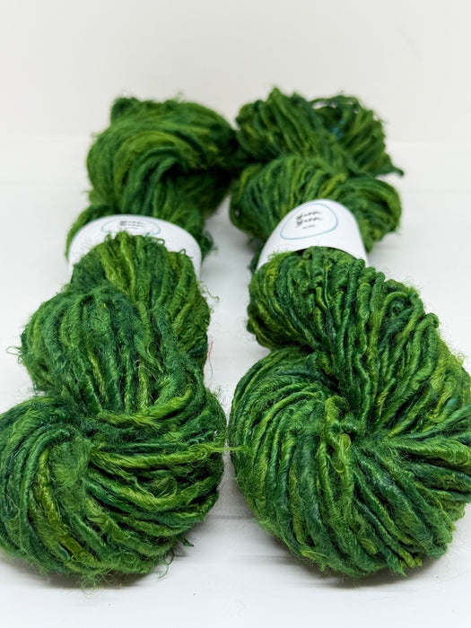Banana yarn. Forest green. Vegan yarn.