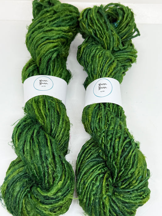Banana yarn. Forest green. Vegan yarn.