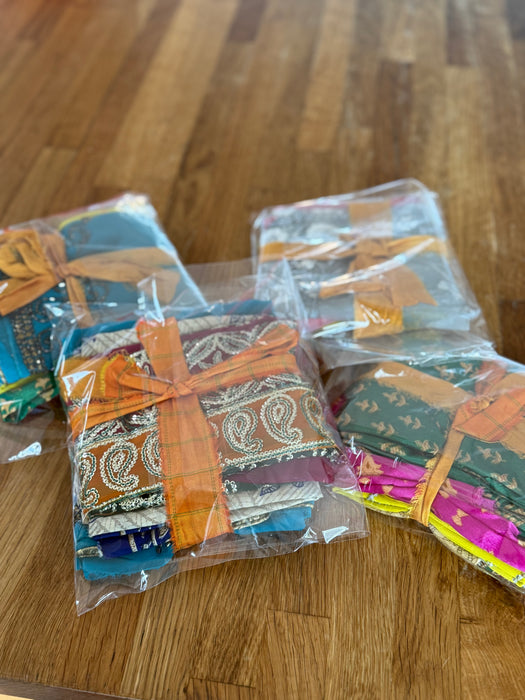 Sari silk fabric pack of four.