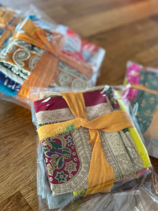 Sari silk fabric pack of four.