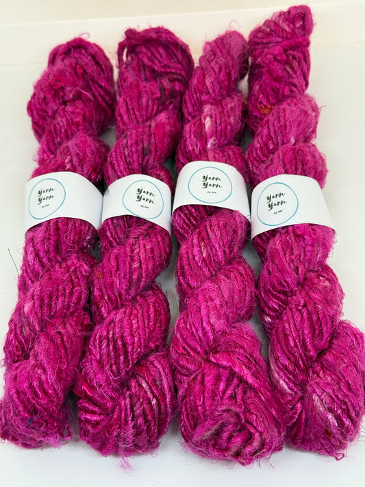 Banana Yarn | Magenta pink | handmade vegan yarn | fibre arts.