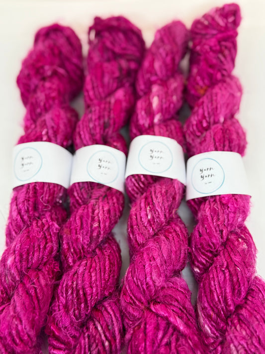Banana Yarn | Magenta pink | handmade vegan yarn | fibre arts.