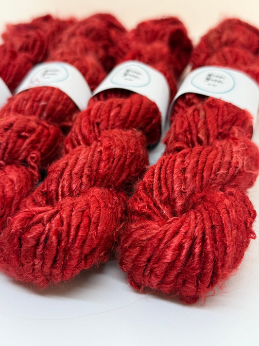 Banana Yarn | Ruby red | chunky vegan yarn | fibre arts.