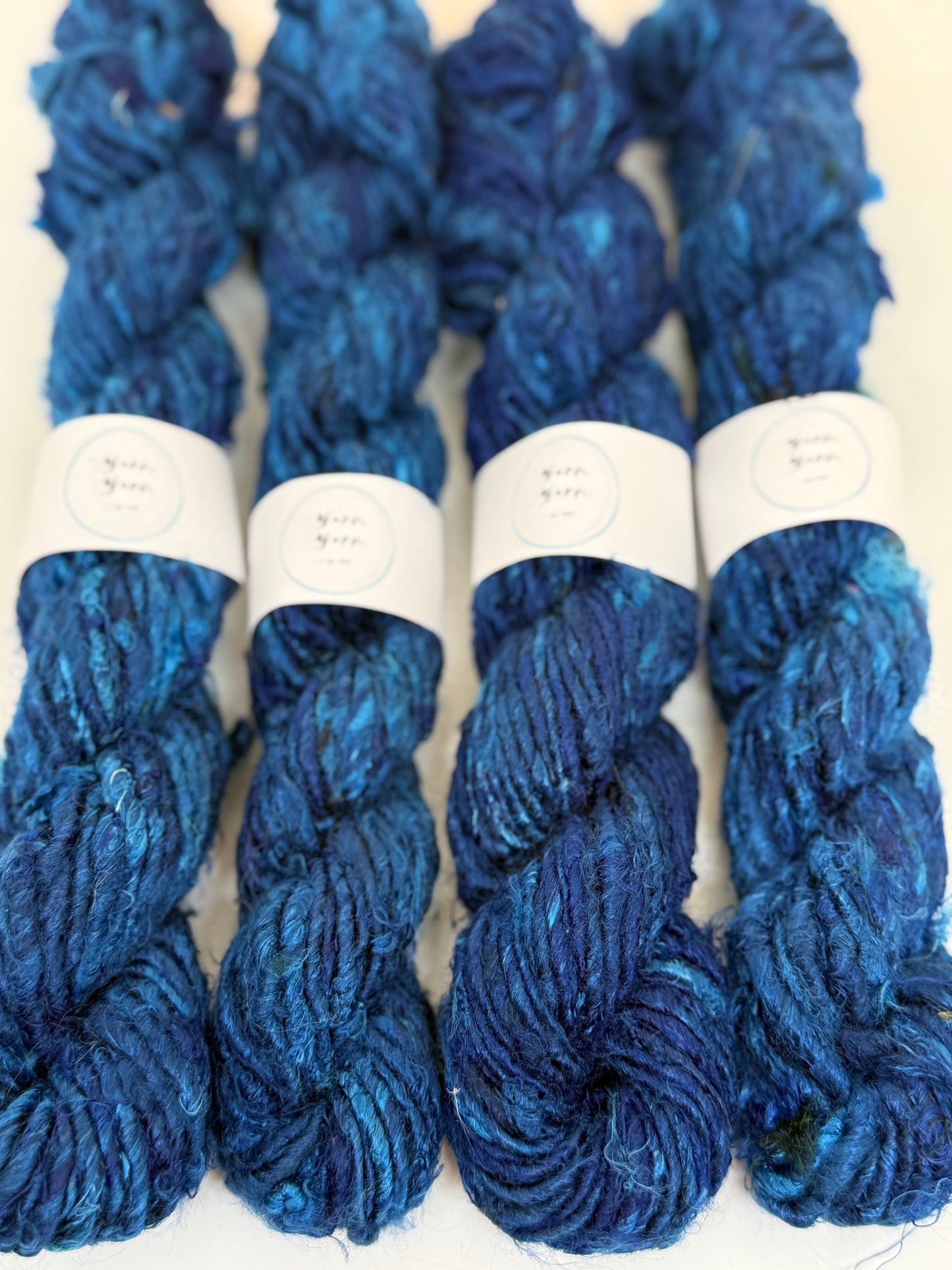 Banana Yarn | navy blue | handmade vegan yarn | fibre arts.