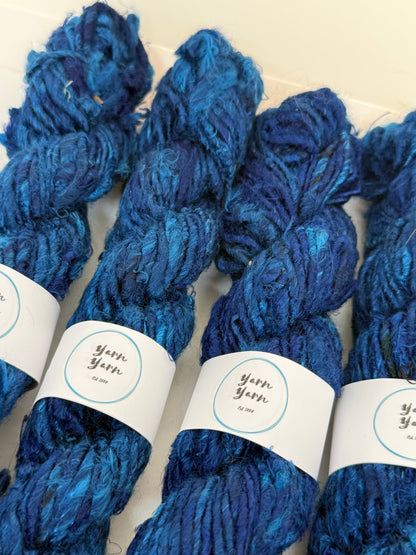 Banana Yarn | navy blue | handmade vegan yarn | fibre arts.