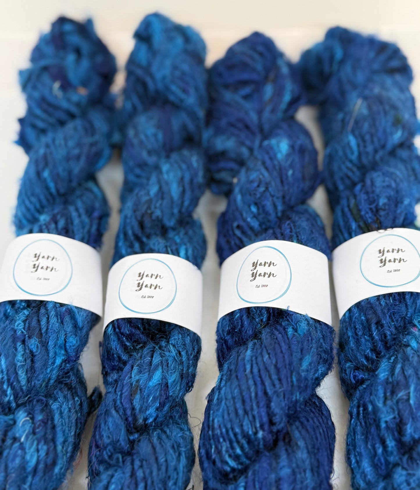 Banana Yarn | navy blue | handmade vegan yarn | fibre arts.