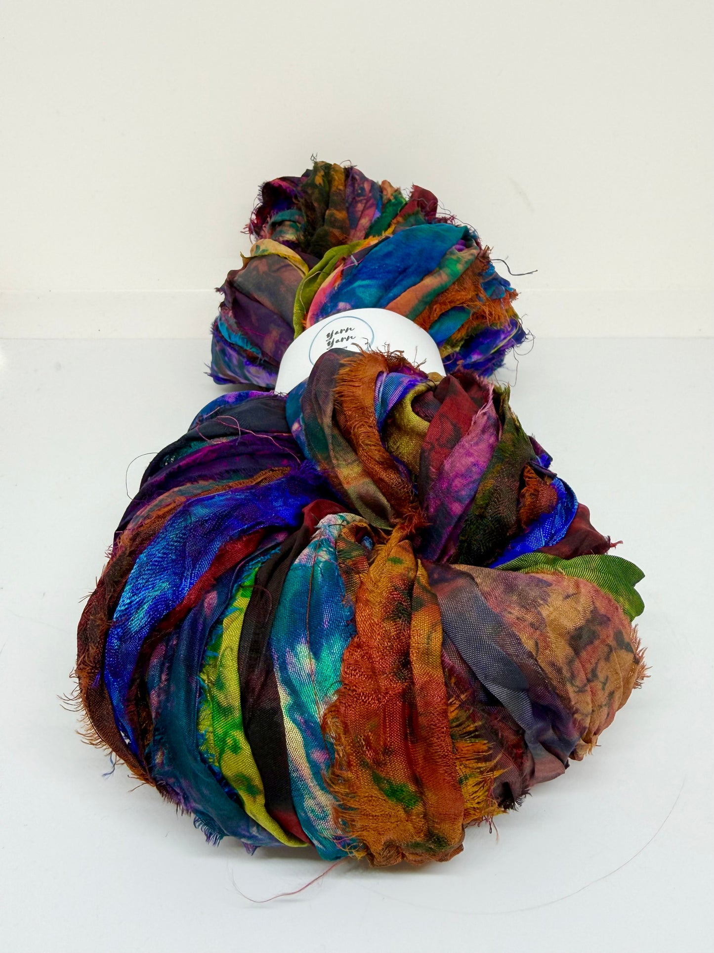 Sari Silk Ribbon – pure sar silk tie dyed for weaving, crochet and fibre art.