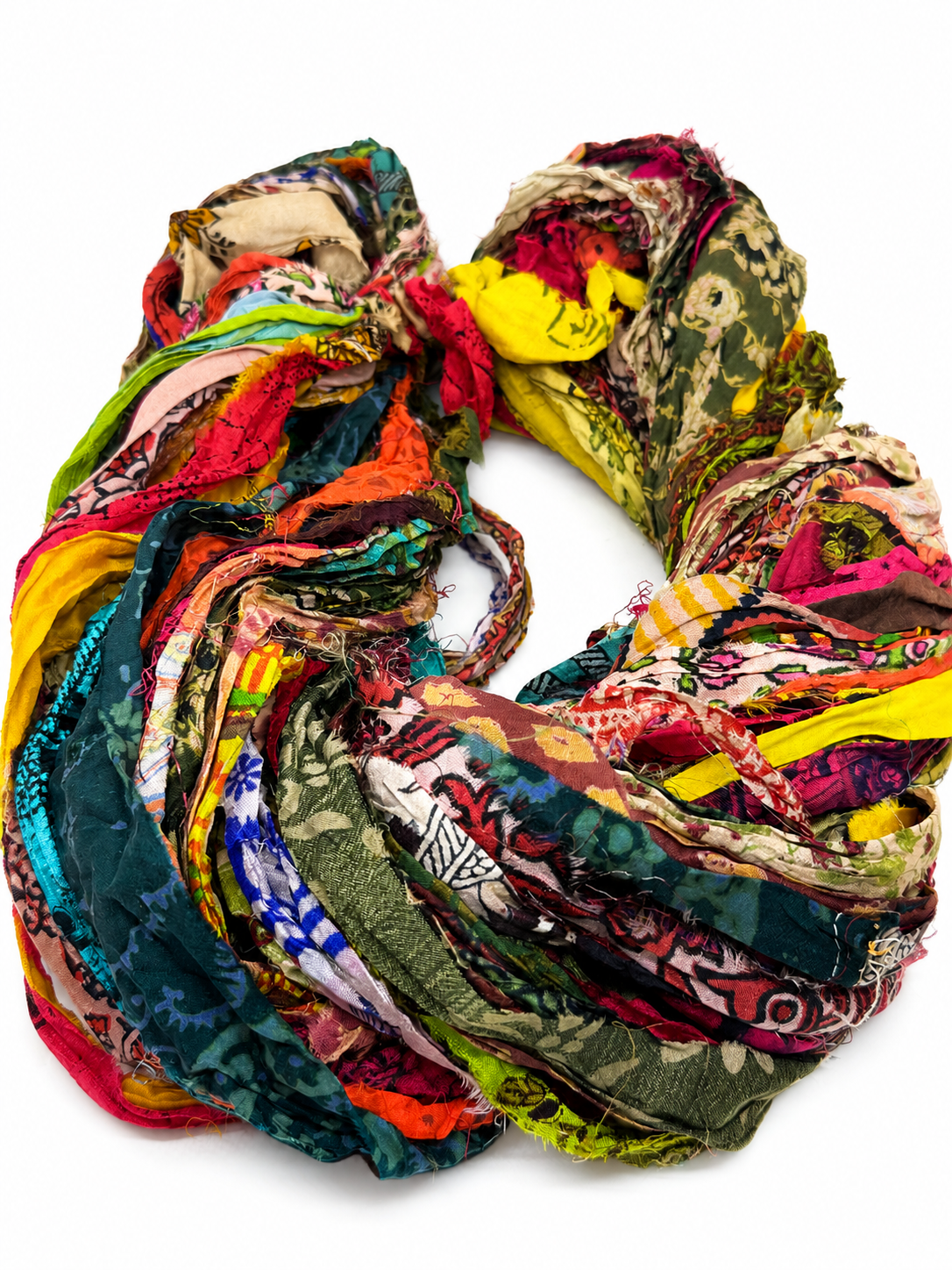 Sari silk ribbon yarn for fibre art